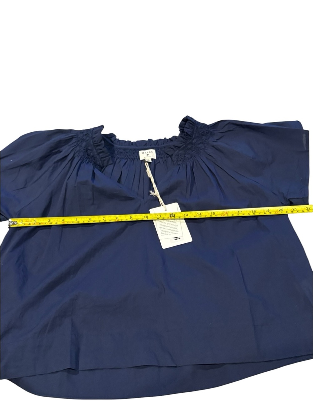 Marea by Liz Joy - Cecelia Top. Short Sleeve. NWT NEW. Navy. Cotton - Picture 11 of 12